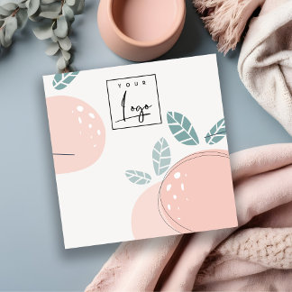 Cute Peach Fruity Abstract Bold Necklace Display Square Business Card