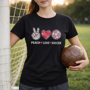 Cute Peach Love Soccer Pink  T-Shirt