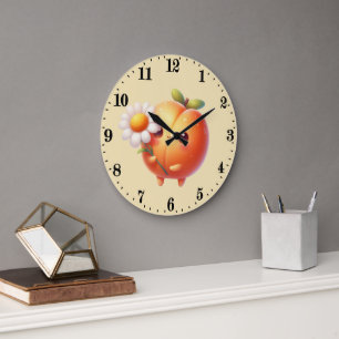 Cute peach lovers kitchen large clock