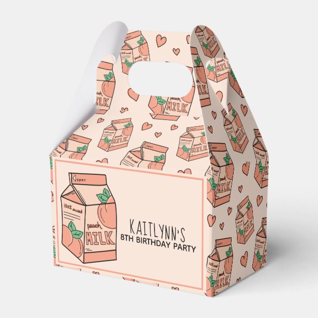 Cute Peach Milk Carton Favor Box (Front Side)