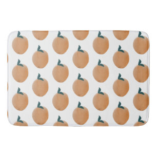 Cute Peach Orange Fruit Hand Drawn Bath Mat