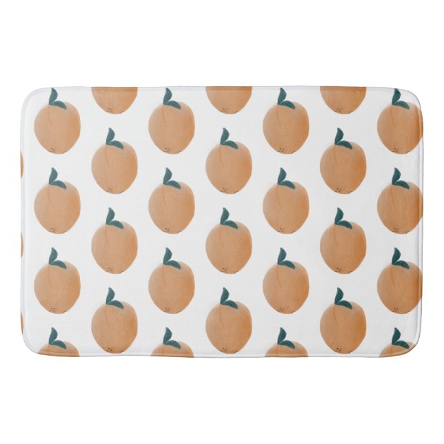 Cute Peach Orange Fruit Hand Drawn  Bath Mat (Front)
