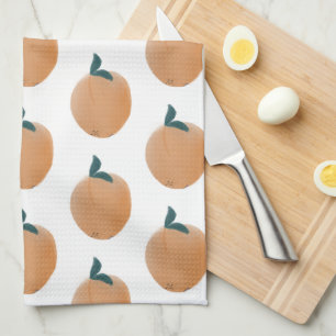 Cute Peach Orange Fruit Hand Drawn  Kitchen Towel