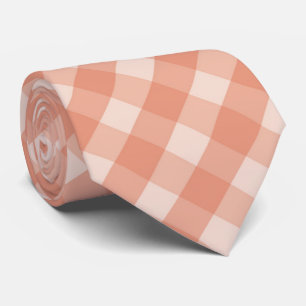 cute peach plaid pattern tie
