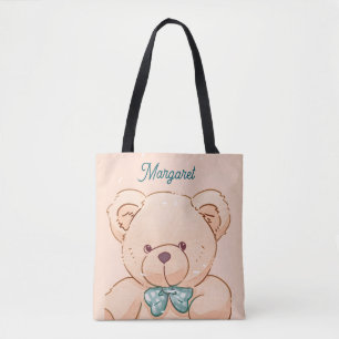 Cute peachy pink teddy Kids Gift Tote Bag