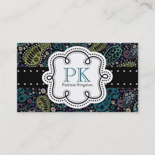 Cute Peacock Colours Paisley Calling Card