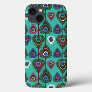 cute peacock feather pattern iPhone 13 case