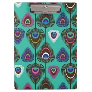 cute peacock feather pattern clipboard