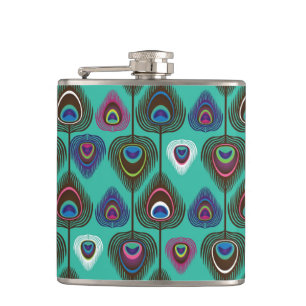 cute peacock feather pattern hip flask