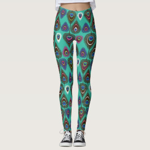 cute peacock feather pattern leggings