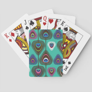 cute peacock feather pattern playing cards