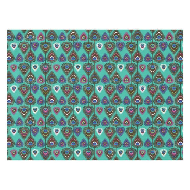 cute peacock feather pattern tablecloth (Front (Horizontal))