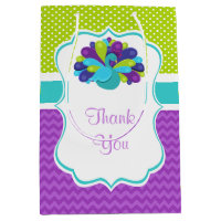 Cute Peacock Green and Purple Birthday Thank You