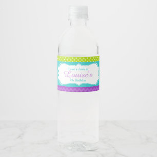Cute Peacock Green and Purple Water Bottle Label