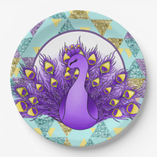 Cute peacock party paper plate