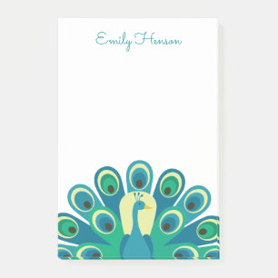 Cute Peacock Personalized Post-it Notepad