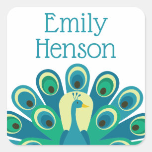 Cute Peacock Personalized Stickers