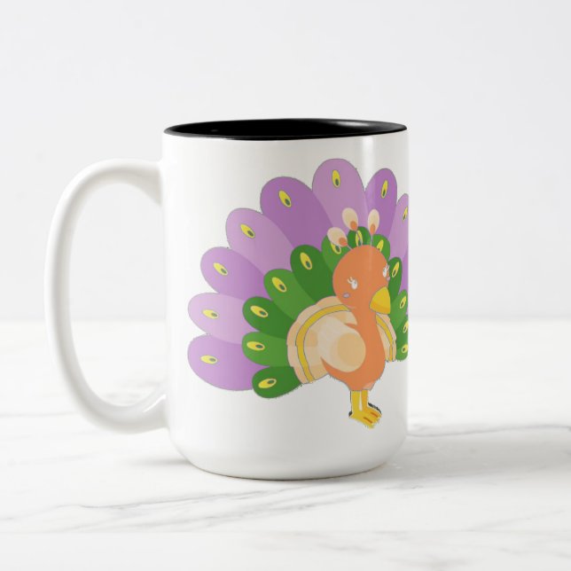 Cute Peacock tshirt  Two-Tone Coffee Mug (Left)