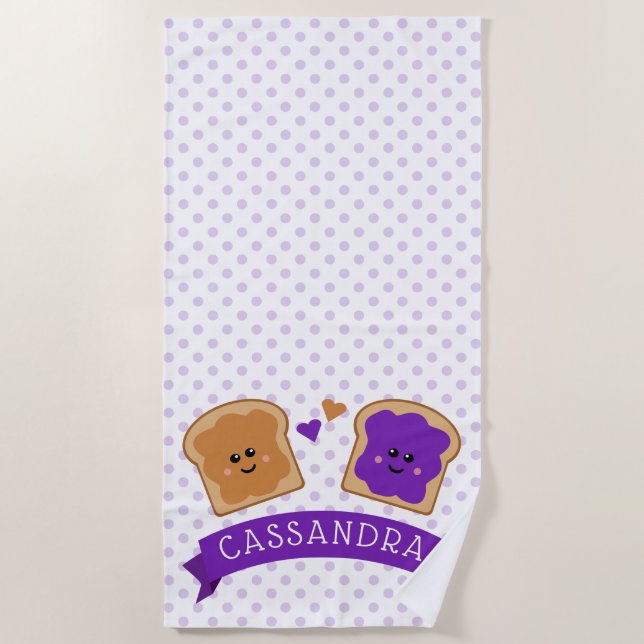 Cute Peanut Butter and Jelly Beach Towel (Front)