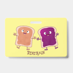 Cute peanut butter and jelly sandwich cartoon badge