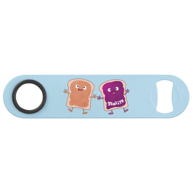 Cute peanut butter and jelly sandwich cartoon bar key (Front (Horizontal))