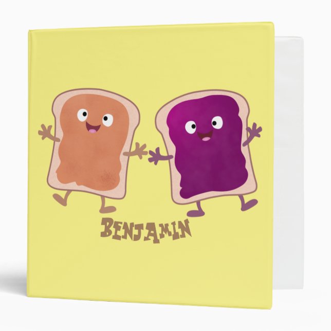 Cute peanut butter and jelly sandwich cartoon binder (Front/Inside)