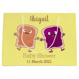 Cute peanut butter and jelly sandwich cartoon large gift bag