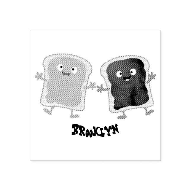 Cute peanut butter and jelly sandwich cartoon rubber stamp (Imprint)