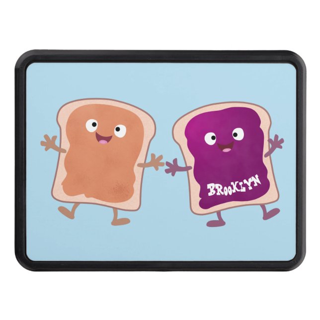 Cute peanut butter and jelly sandwich cartoon trailer hitch cover (Front)