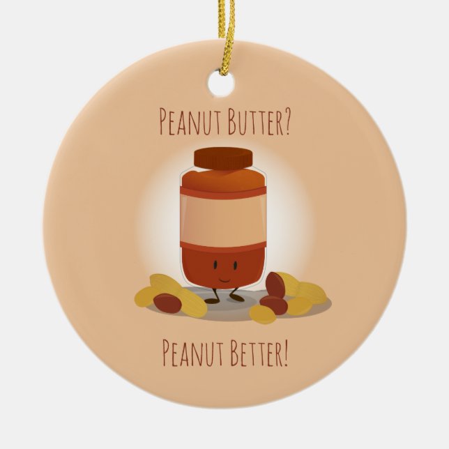 Cute Peanut Butter Jar Nuts Food Ceramic Ornament (Front)