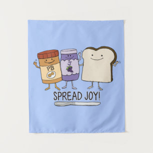 Cute Peanut Butter & Jelly & Bread Spread Joy Tapestry