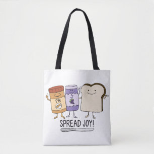Cute Peanut Butter & Jelly & Bread Spread Joy Tote Bag