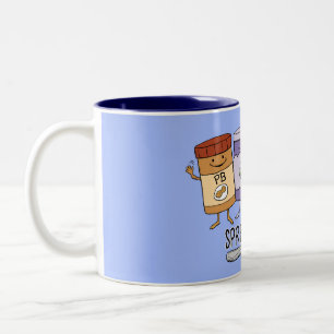 Cute Peanut Butter & Jelly & Bread Spread Joy Two-Tone Coffee Mug