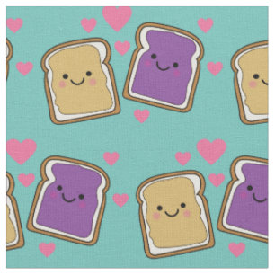 Cute Peanut Butter & Jelly Kids PBJ Kawaii Cartoon Fabric
