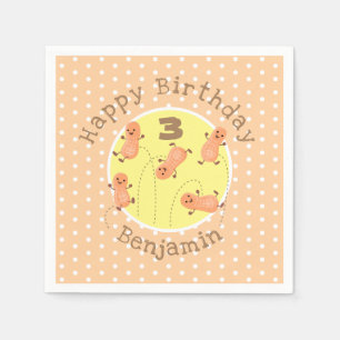 Cute peanut cartoon illustration orange polka dot napkin