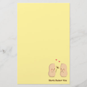 Cute Peanuts Couple Nuts About You Food Pun Stationery