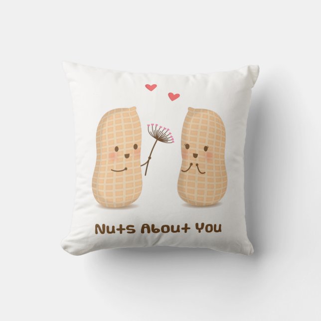 Cute Peanuts, Nuts About You, Room Decor Throw Pillow (Front)