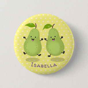 Cute pear pair cartoon illustration 2 inch round button