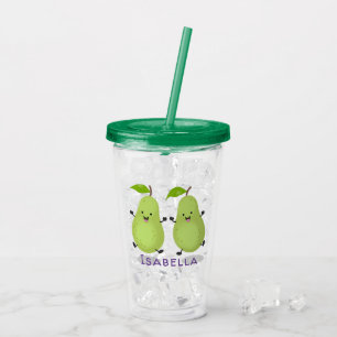 Cute pear pair cartoon illustration acrylic tumbler