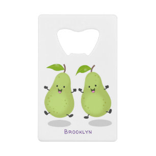 Cute pear pair cartoon illustration credit card bottle opener