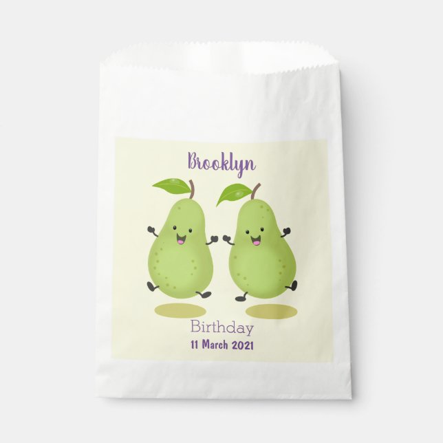 Cute pear pair cartoon illustration favour bag (Front)