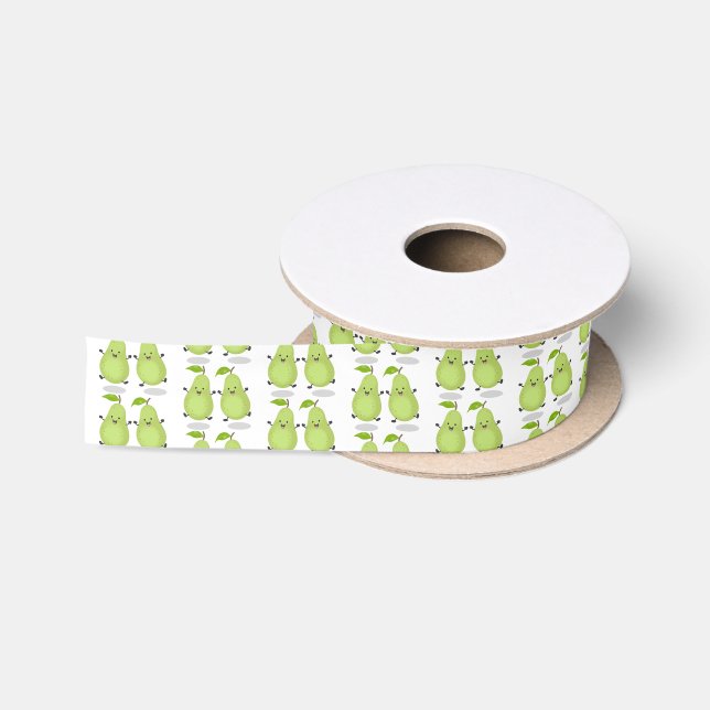 Cute pear pair cartoon illustration satin ribbon (Spool)