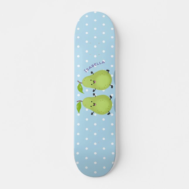 Cute pear pair cartoon illustration skateboard (Front)