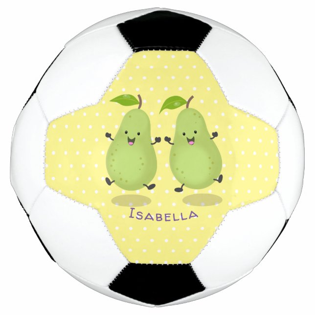 Cute pear pair cartoon illustration soccer ball (Front)