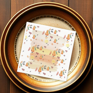Cute Pear Pattern Watercolor Art Napkin