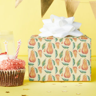 Cute Pear Pattern Wtercolor Art Hand-painted Wrapping Paper