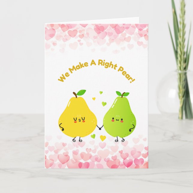 Cute Pear Pun Funny Couple Anniversary Card (Front)