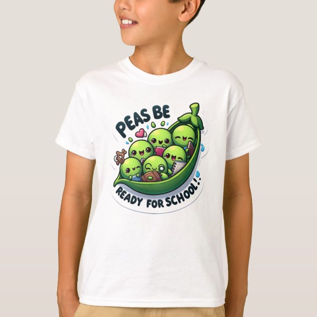 Cute Peas be ready for school  T-Shirt (Front)