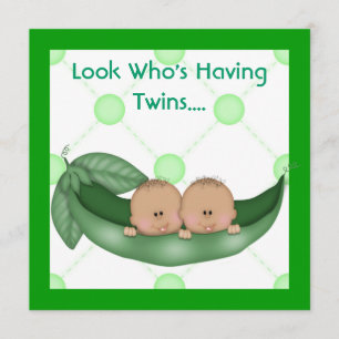 CUTE PEAS IN A POD BABY SHOWER TWINS INVITATIONS