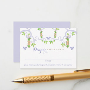 Cute Peas In A Pod Twins Baby Diaper Raffle Ticket Enclosure Card